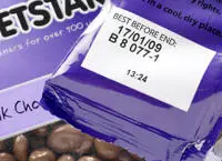 초콜렛 식품 비닐 포장을 위한 열전사 마킹(유통기한, 로트번호)