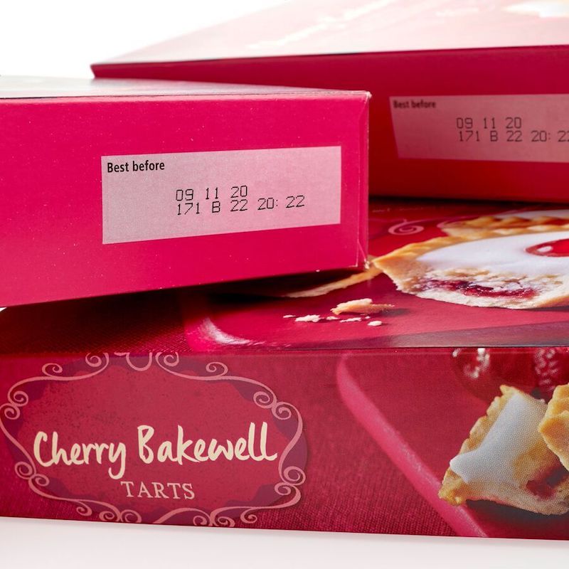 Printed best before date on Cherry Bakewell Tarts