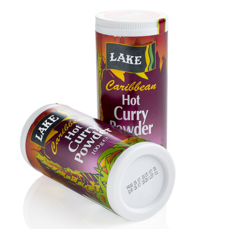 Printed Production and Expiration dates on LAKE Caribbean Hot Curry Powder