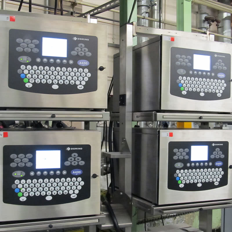 Aufbau von 4 Domino A400 CP Druckern