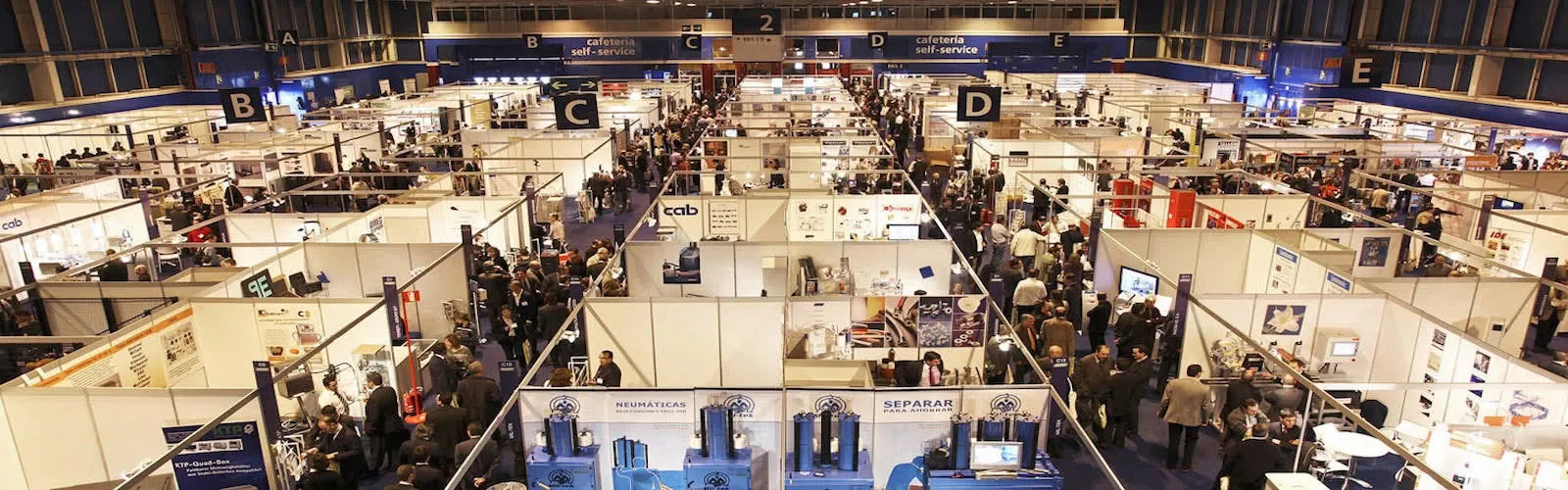A wide angle high level view of the booths at Empack 2017