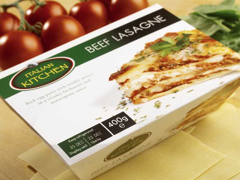 Product inspection for safety by Metal detection technology of Domino in Italian Kitchen beef lasagne packaging