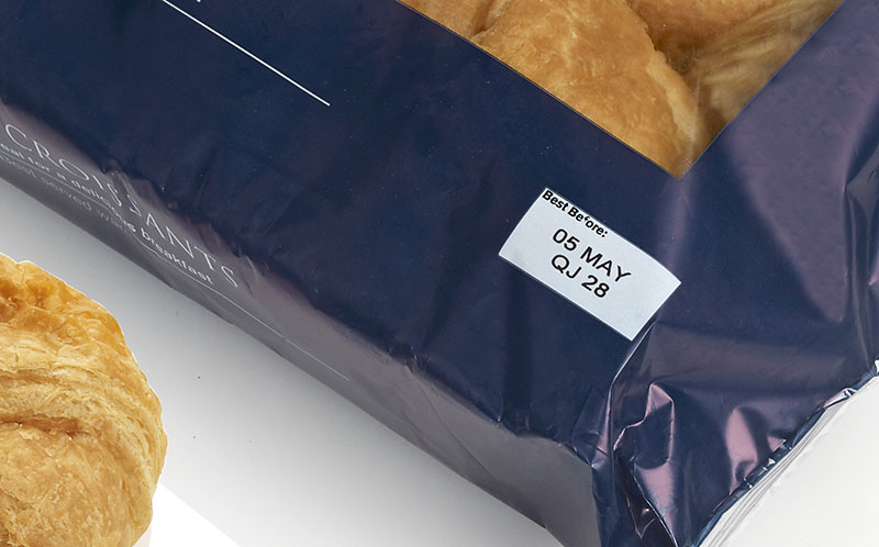 Best before date printed by Domino's V series on Croissants packaging