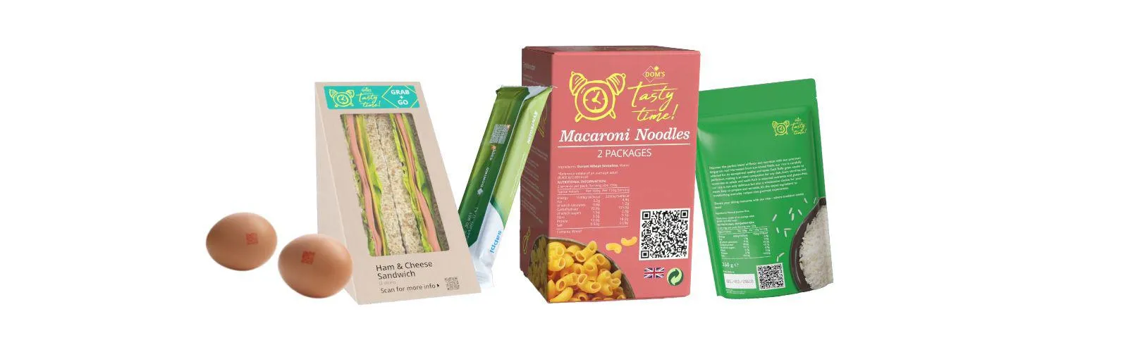 Voorbeelden van de QR Code powered by GS1 geprint op productverpakking