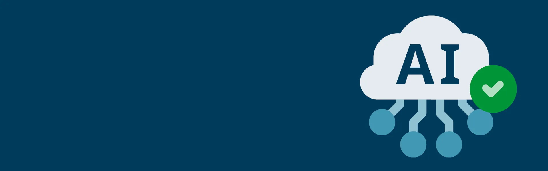 AI pictogram of connected cloud with green tick