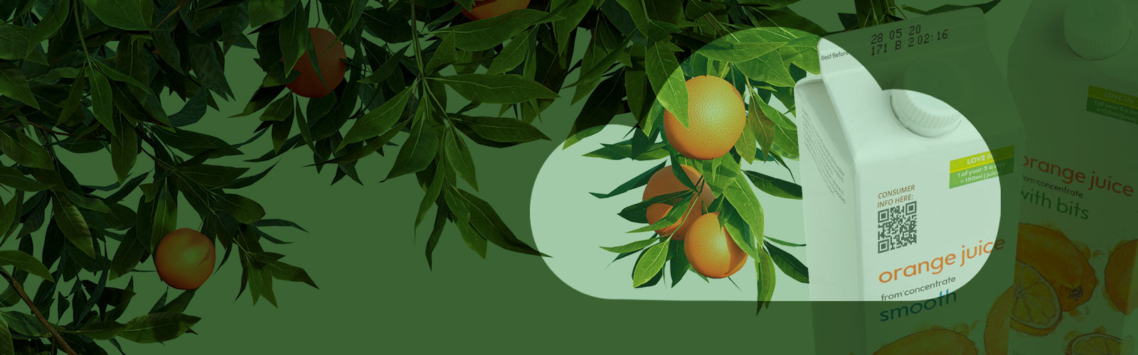 Orangensaft-Verpackung mit 2D-Code