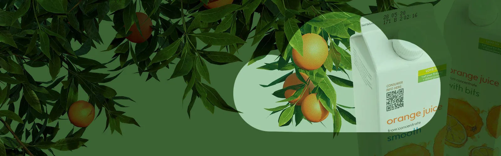 Orangensaft-Verpackung mit 2D-Code