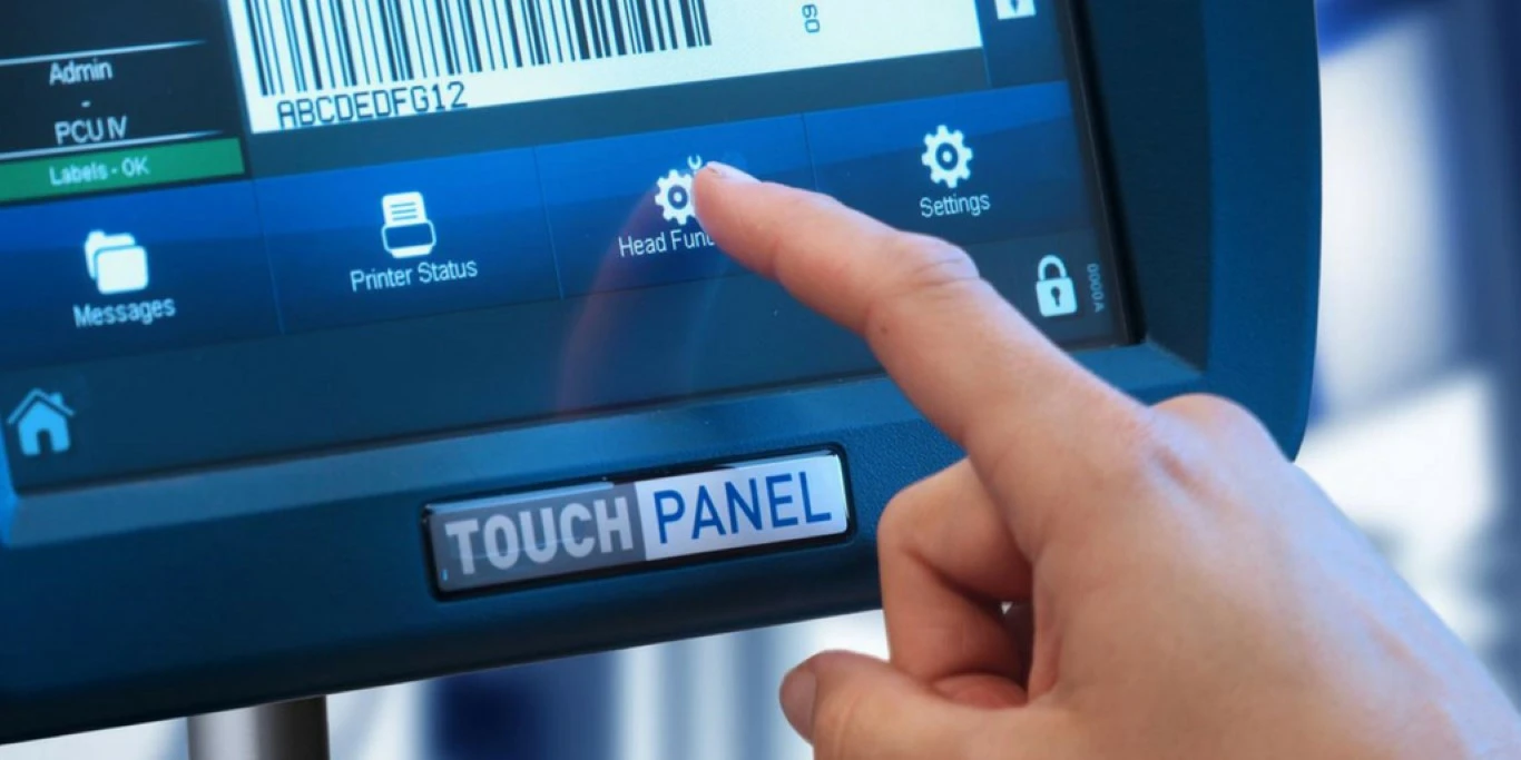Pantalla táctil de Domino con código de barras en la pantalla
