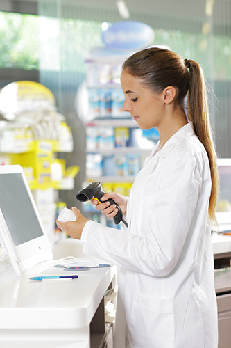 Pharmacist scans product