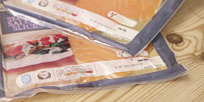 Continuous inkjet printer code on flexible vacuum food packaging