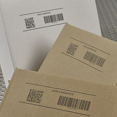Example of a QR code printed on cardboard boxes