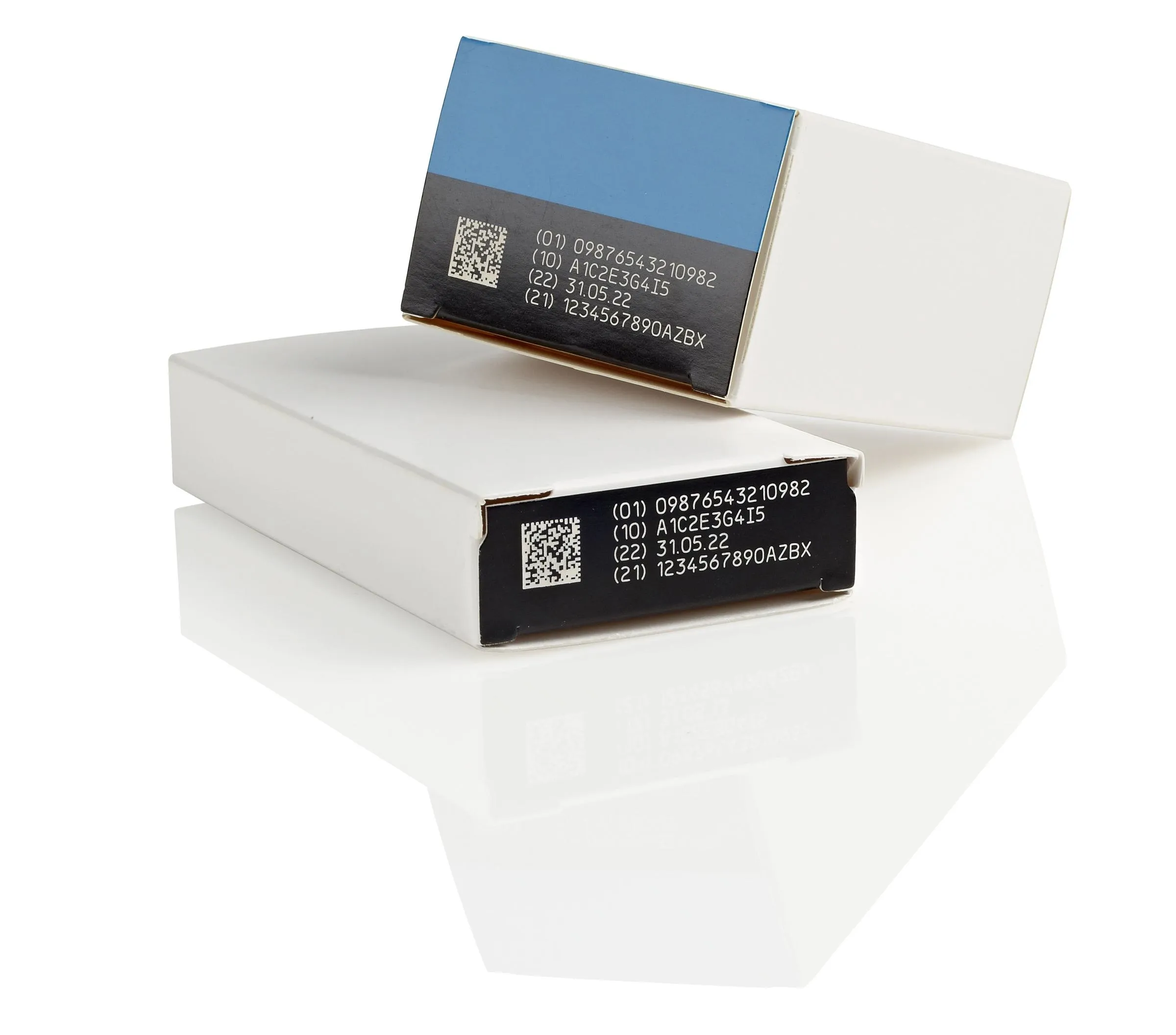 Example of a 2D barcode printed onto pharmaceutical packaging