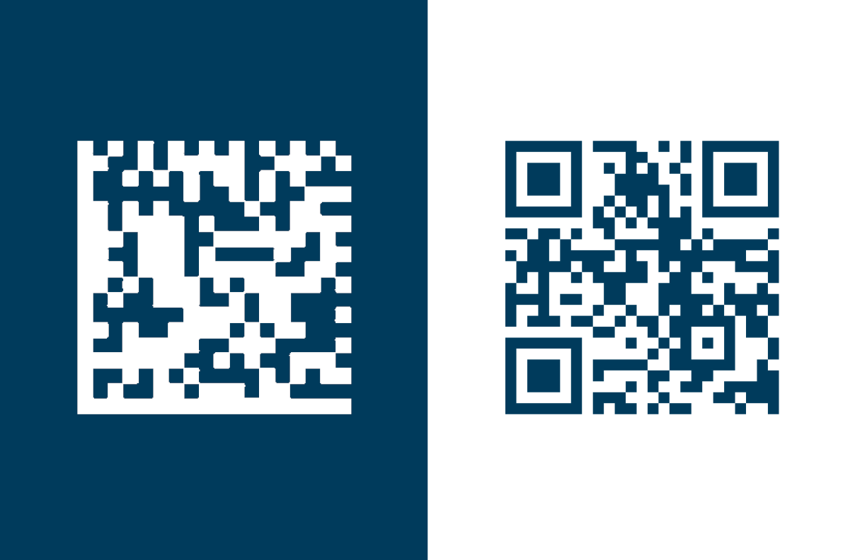 white qr code on blue background and blue qr code on white background 