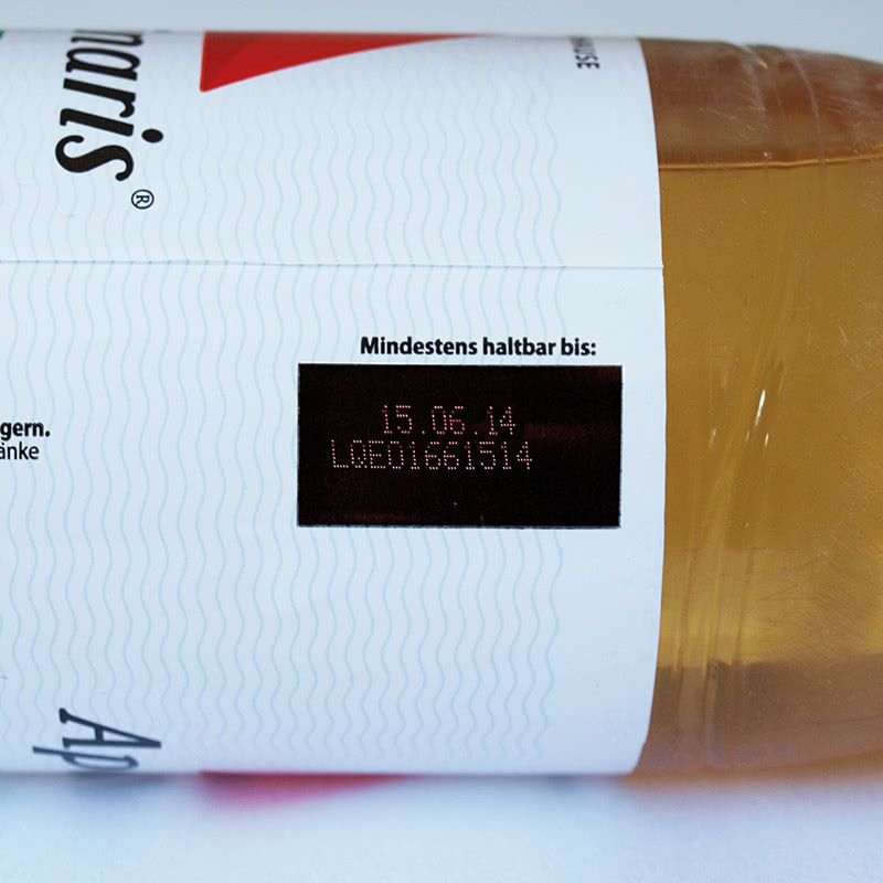 Apollinaris coded label with date and batch