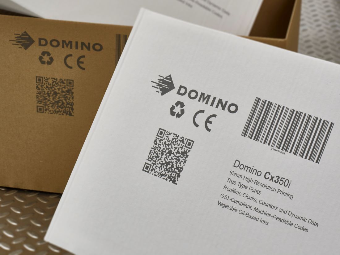 Domino Coding on Cardboard Boxes