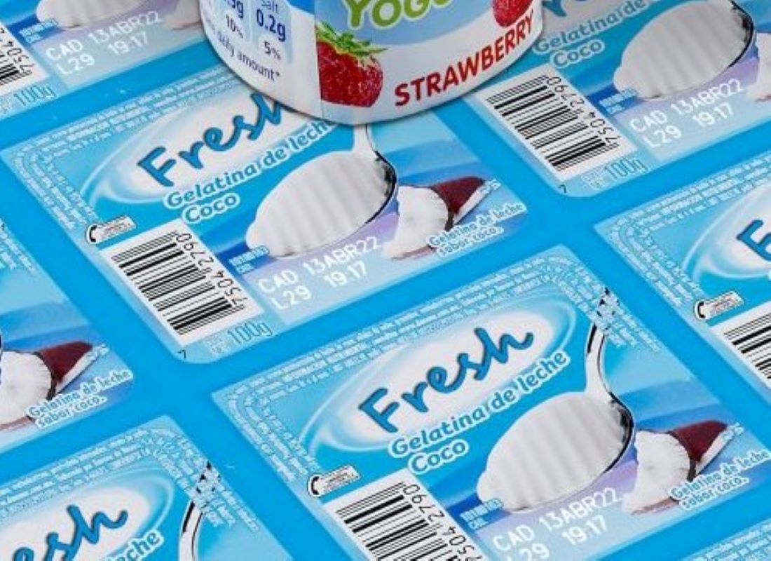 Lasercode auf Joghurt-Becher