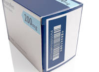 제약 의약품 카톤 박스에 레이저 마킹된 바코드, 텍스트