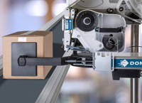 제품 제조 라인에서 제품의 전면(앞면), 후면(뒷면)의 팔레트 자동 라벨링을 위한 도미노 M230i-S & SP 자동 라벨 인쇄 및 부착기