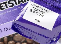 thermal transfer coding on chocolate packet