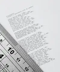 An example of small character printing with the Cx150i - using a ruler as a comparison for size