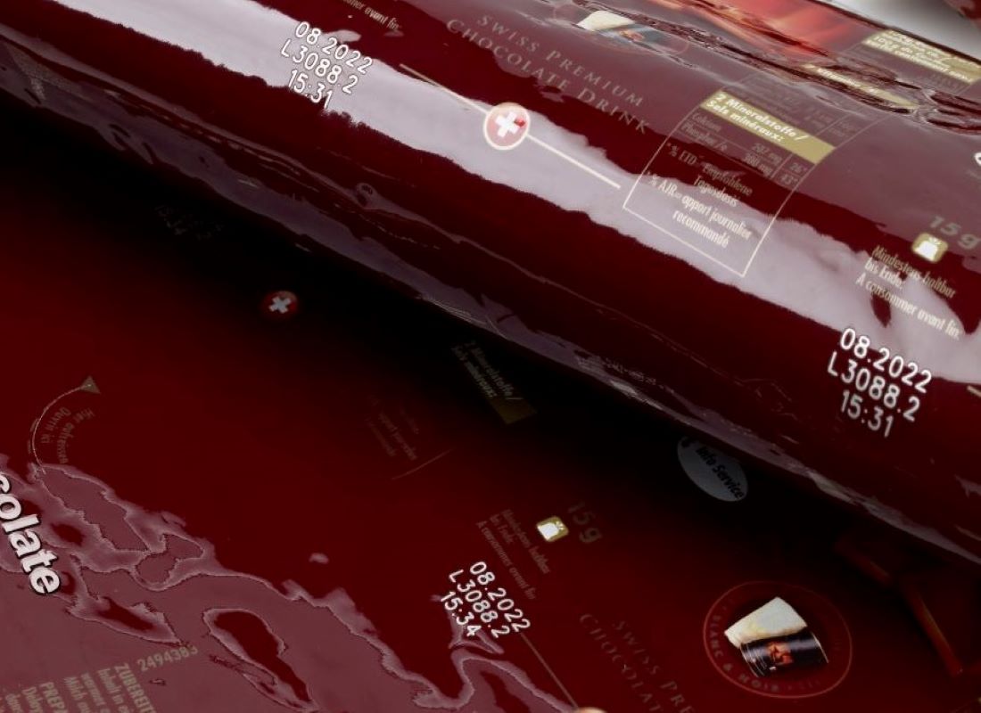 Laser code on chocolate