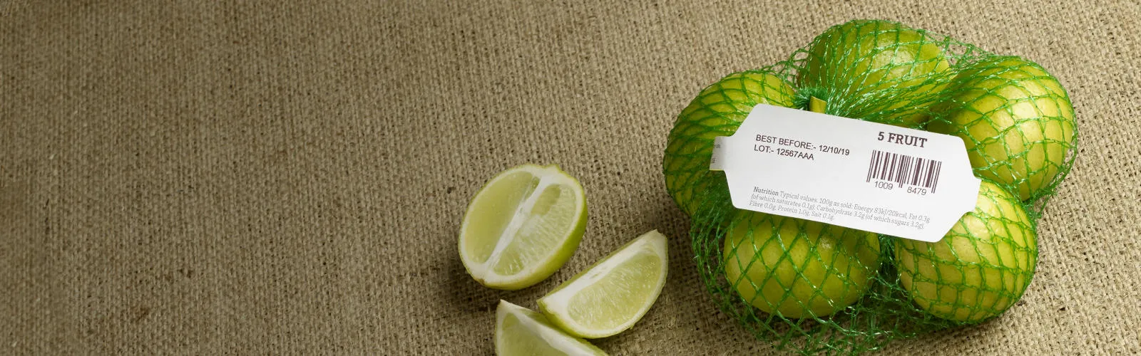 coded tag for netted bagged limes