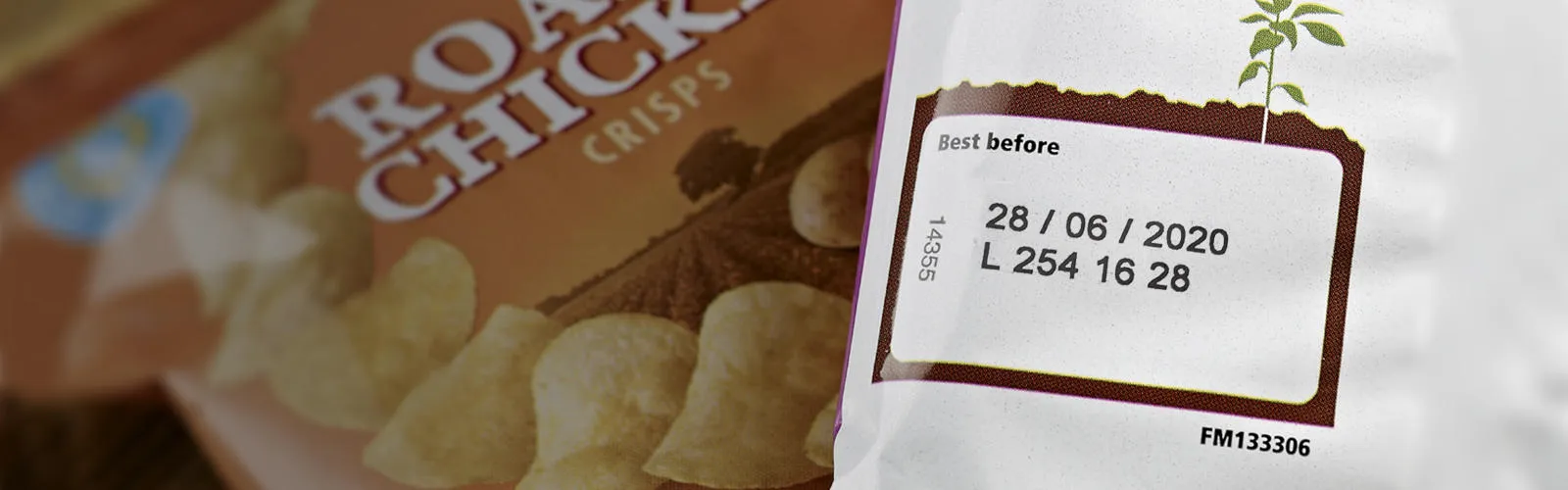 Best before date on a packet of roast chicken crisps