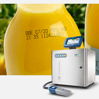 Continuos inkjet print aangebracht op fles van glas