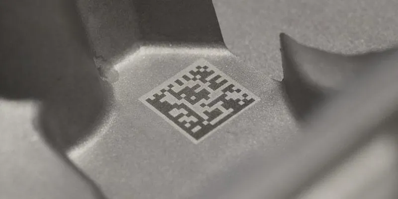Datamatrix-kod på aluminium