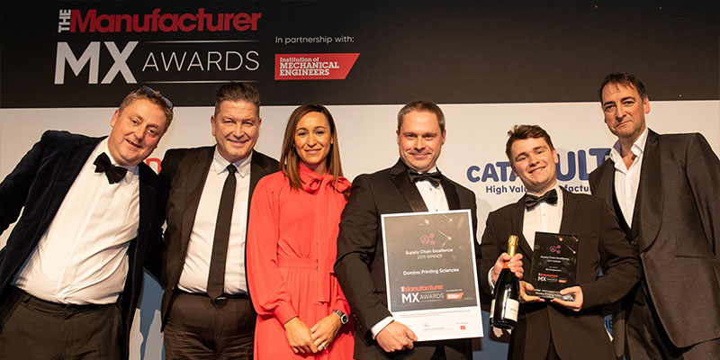 Domino Printing wins big at the Manufacturer MX awards 2019 presented alongside Jessica Ennis-Hill and Alistair McGowen