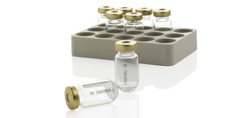 Schwarzer TIJ-Code auf Vials