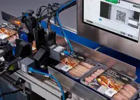 Gx-Series PRO printing onto food packaging with R-Series vision and sleeve detection (sausages)