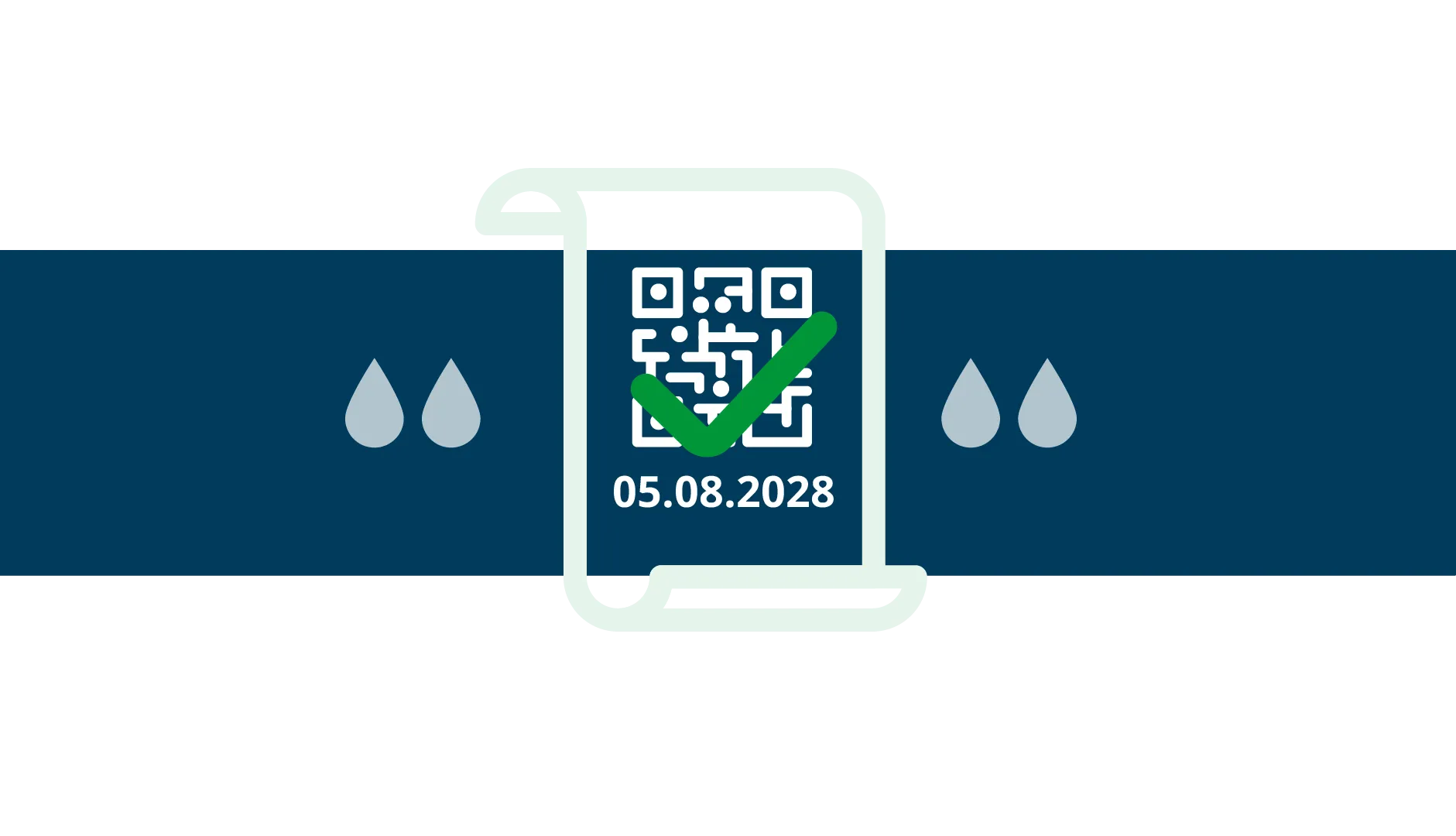 Grafische Darstellung von Tintentropfen und einem lesbaren QR-Code