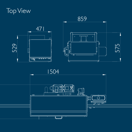 Technical drawing of the ultimate solution for Track and Trace, the Domino Cigarette Pack Coding Station